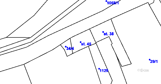 Parcela st. 45 v KÚ Kadaňský Rohozec, Katastrální mapa