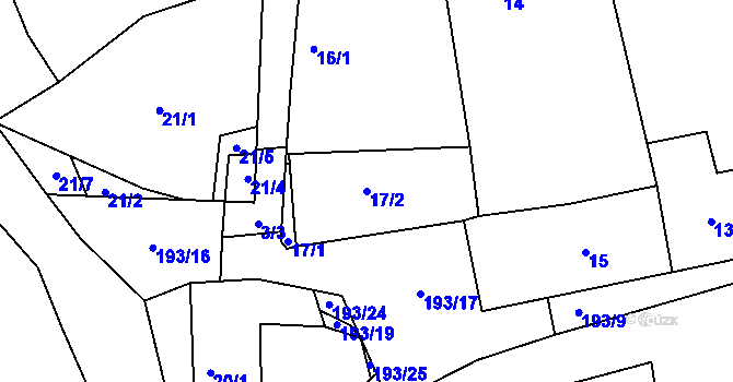 Parcela st. 17/2 v KÚ Vintířov u Radonic, Katastrální mapa