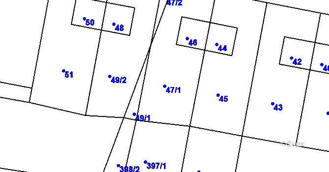 Parcela st. 47/1 v KÚ Vintířov u Radonic, Katastrální mapa