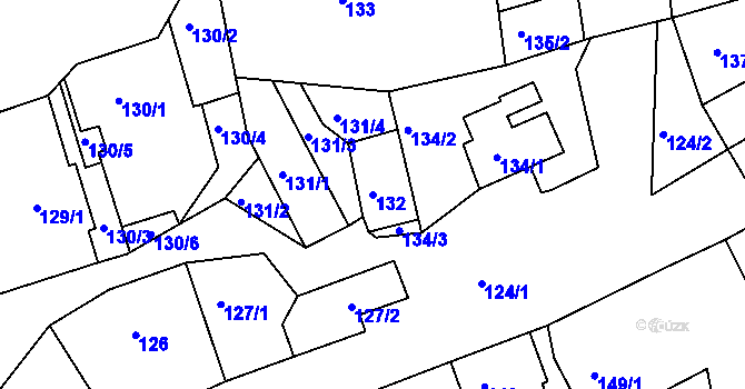 Parcela st. 132 v KÚ Vintířov u Radonic, Katastrální mapa