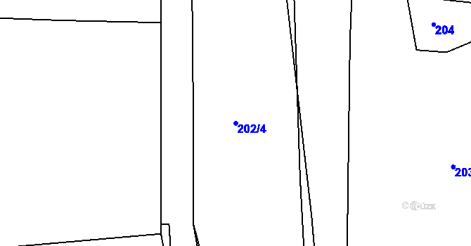 Parcela st. 202/4 v KÚ Vintířov u Radonic, Katastrální mapa
