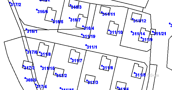 Parcela st. 311/1 v KÚ Vintířov u Radonic, Katastrální mapa