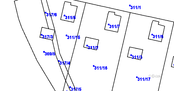 Parcela st. 311/2 v KÚ Vintířov u Radonic, Katastrální mapa