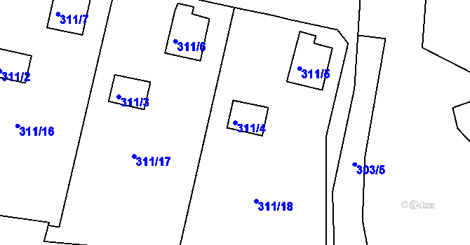 Parcela st. 311/4 v KÚ Vintířov u Radonic, Katastrální mapa