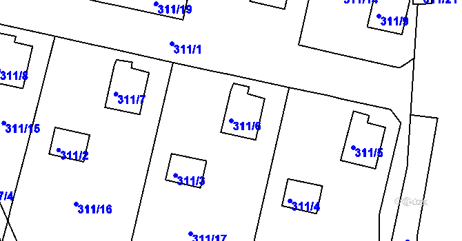 Parcela st. 311/6 v KÚ Vintířov u Radonic, Katastrální mapa