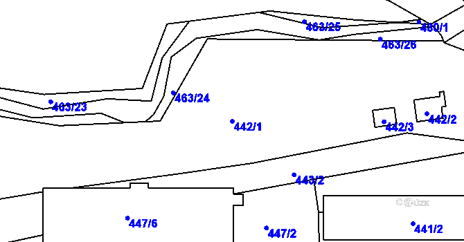 Parcela st. 442/1 v KÚ Vintířov u Radonic, Katastrální mapa