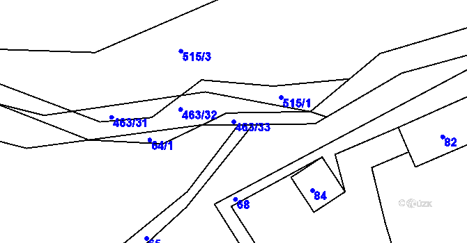 Parcela st. 463/33 v KÚ Vintířov u Radonic, Katastrální mapa