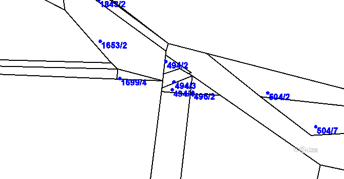 Parcela st. 494/4 v KÚ Vintířov u Radonic, Katastrální mapa