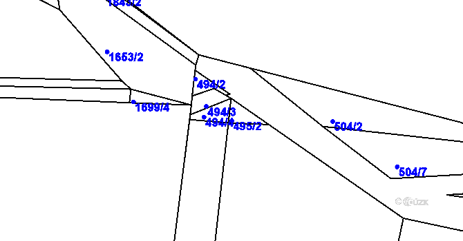 Parcela st. 495/2 v KÚ Vintířov u Radonic, Katastrální mapa