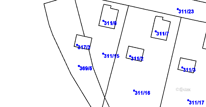 Parcela st. 311/15 v KÚ Vintířov u Radonic, Katastrální mapa