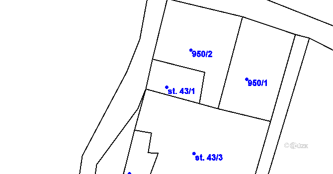 Parcela st. 43/1 v KÚ Sedlec u Radonic, Katastrální mapa