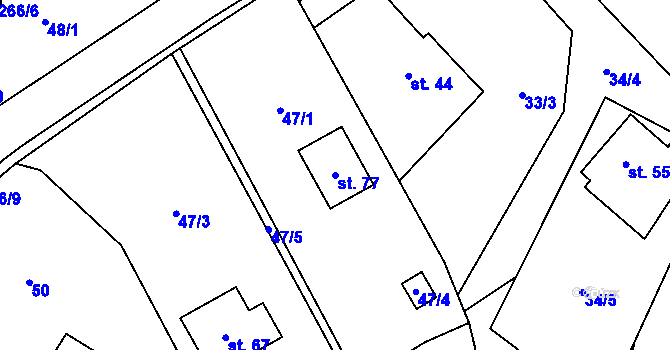 Parcela st. 77 v KÚ Hrdá Ves, Katastrální mapa