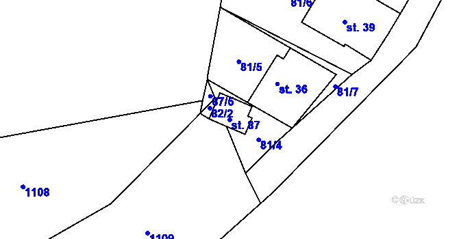 Parcela st. 87 v KÚ Hrdá Ves, Katastrální mapa