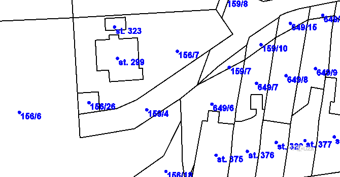 Parcela st. 159/5 v KÚ Vír, Katastrální mapa