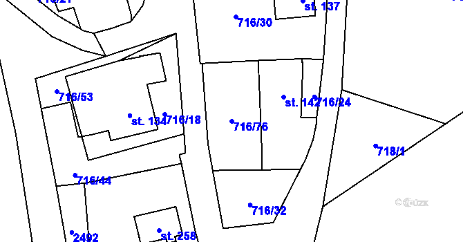 Parcela st. 716/76 v KÚ Vír, Katastrální mapa