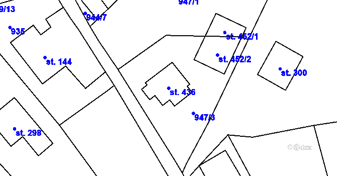 Parcela st. 436 v KÚ Vír, Katastrální mapa