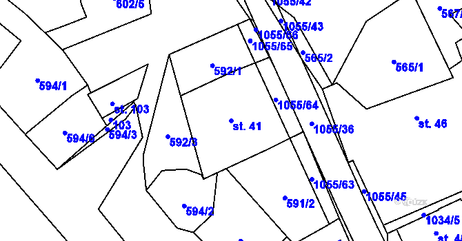 Parcela st. 41 v KÚ Vír, Katastrální mapa