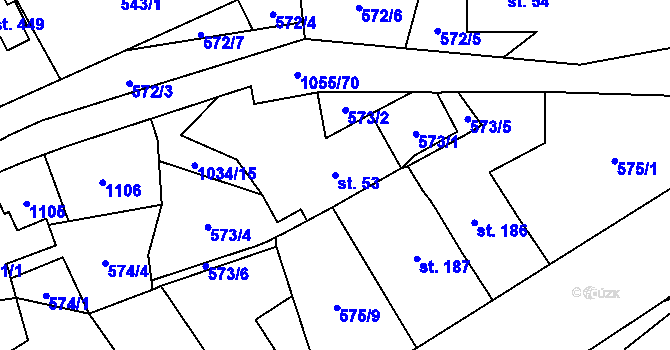 Parcela st. 53 v KÚ Vír, Katastrální mapa