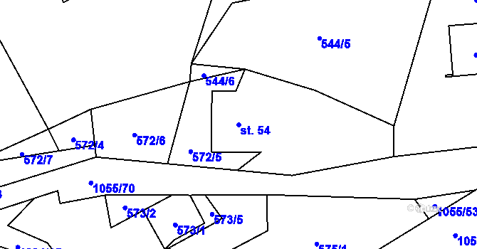 Parcela st. 54 v KÚ Vír, Katastrální mapa