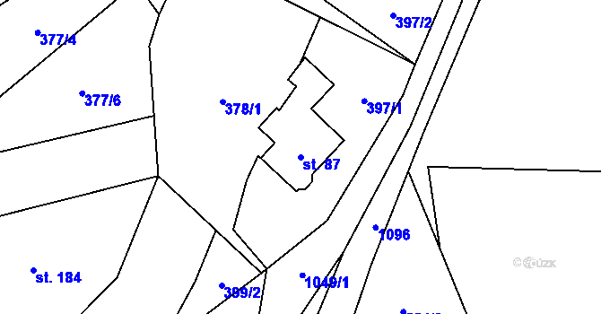 Parcela st. 87 v KÚ Vír, Katastrální mapa