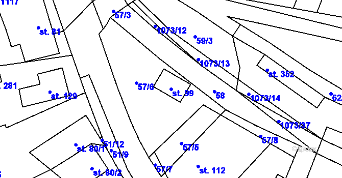 Parcela st. 99 v KÚ Vír, Katastrální mapa