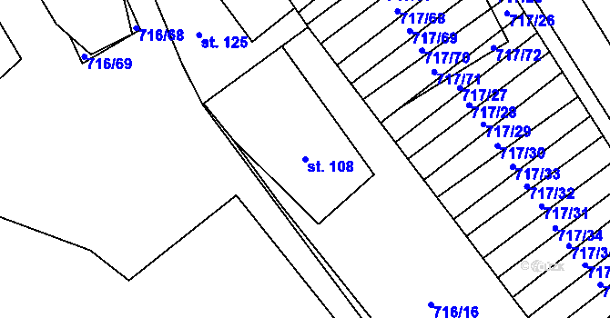 Parcela st. 108 v KÚ Vír, Katastrální mapa