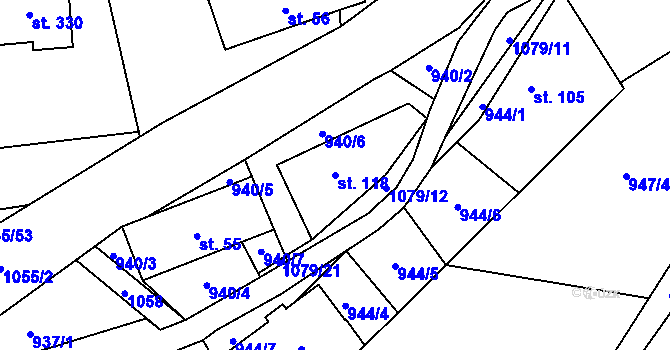 Parcela st. 118 v KÚ Vír, Katastrální mapa