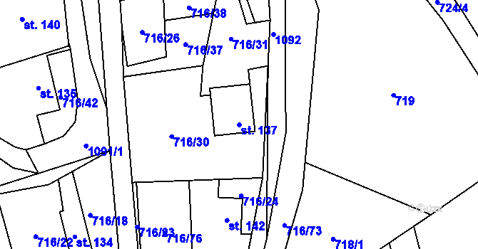 Parcela st. 137 v KÚ Vír, Katastrální mapa