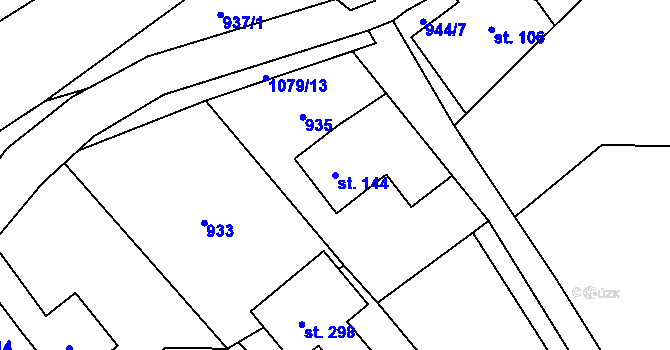 Parcela st. 144 v KÚ Vír, Katastrální mapa