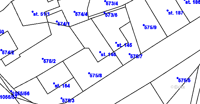 Parcela st. 146 v KÚ Vír, Katastrální mapa