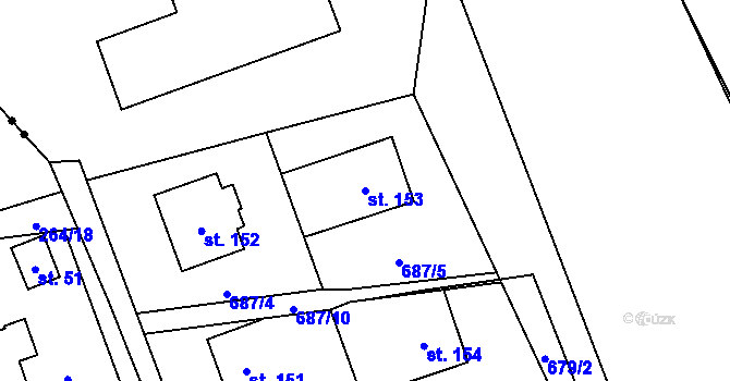 Parcela st. 153 v KÚ Vír, Katastrální mapa