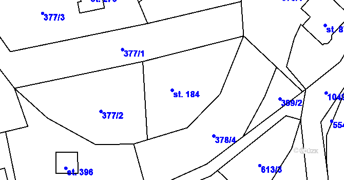Parcela st. 184 v KÚ Vír, Katastrální mapa