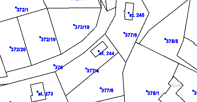 Parcela st. 244 v KÚ Vír, Katastrální mapa