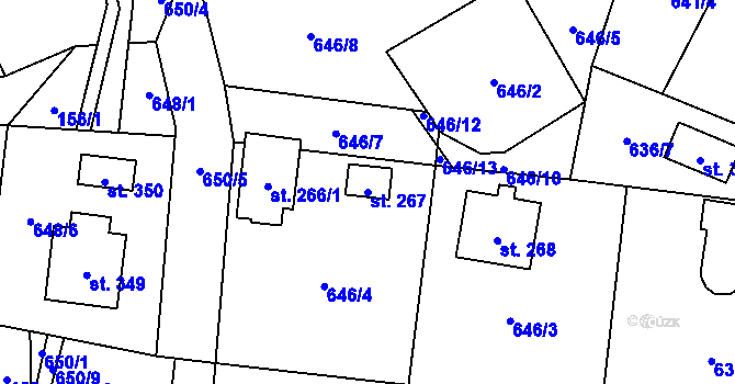 Parcela st. 267 v KÚ Vír, Katastrální mapa