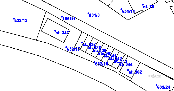 Parcela st. 338 v KÚ Vír, Katastrální mapa