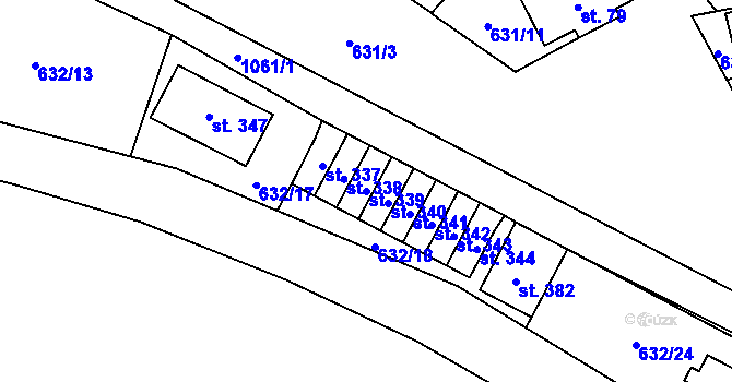 Parcela st. 339 v KÚ Vír, Katastrální mapa