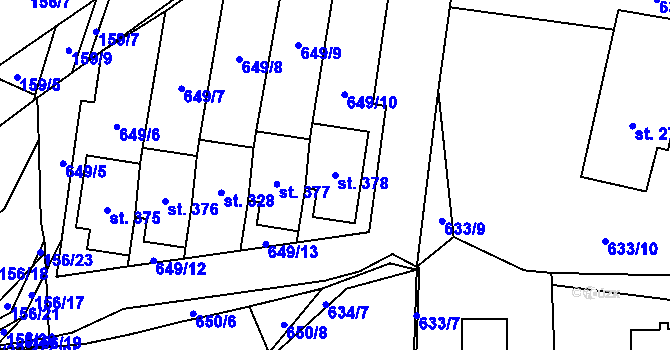 Parcela st. 378 v KÚ Vír, Katastrální mapa