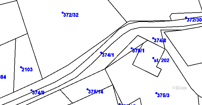 Parcela st. 374/1 v KÚ Vír, Katastrální mapa