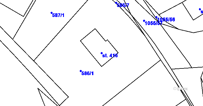 Parcela st. 416 v KÚ Vír, Katastrální mapa