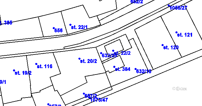 Parcela st. 632/25 v KÚ Vír, Katastrální mapa