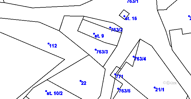 Parcela st. 763/3 v KÚ Víska u Strakonic, Katastrální mapa
