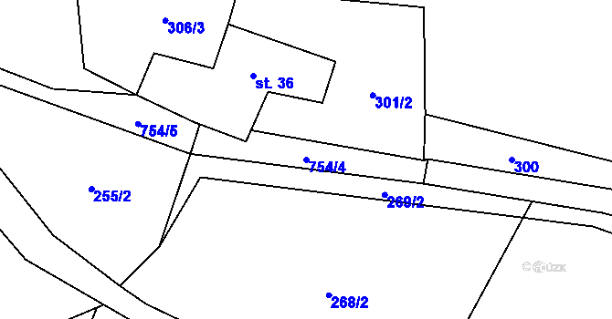 Parcela st. 754/4 v KÚ Víska u Strakonic, Katastrální mapa