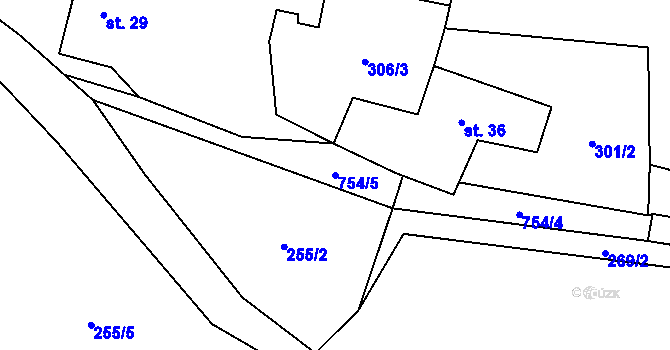 Parcela st. 754/5 v KÚ Víska u Strakonic, Katastrální mapa