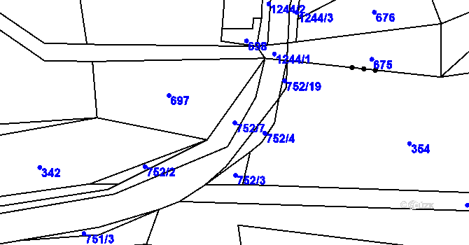 Parcela st. 752/7 v KÚ Víska u Strakonic, Katastrální mapa