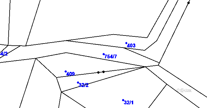 Parcela st. 754/7 v KÚ Víska u Strakonic, Katastrální mapa