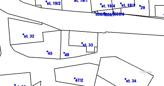 Parcela st. 33 v KÚ Víska u Jevíčka, Katastrální mapa