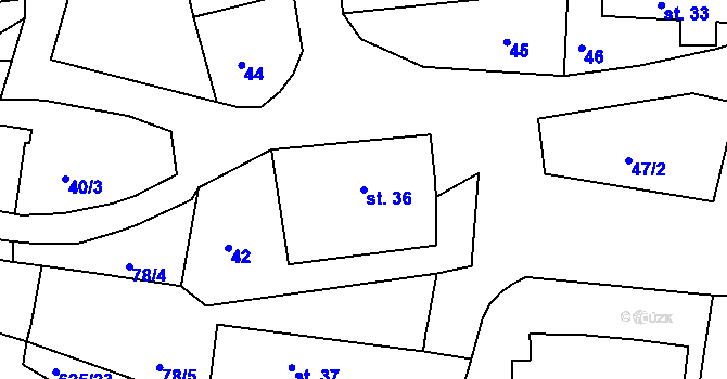 Parcela st. 36 v KÚ Víska u Jevíčka, Katastrální mapa