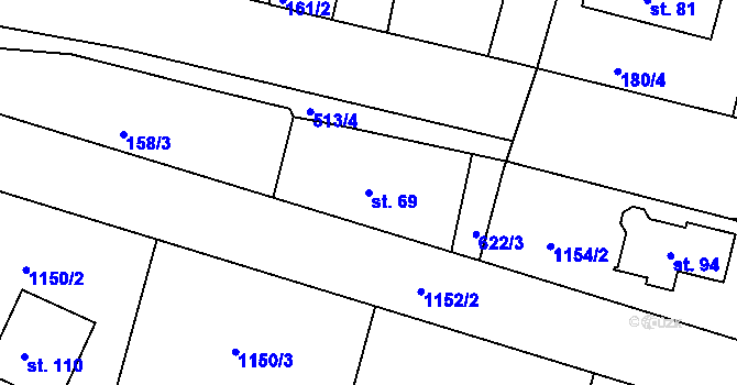 Parcela st. 69 v KÚ Víska u Jevíčka, Katastrální mapa