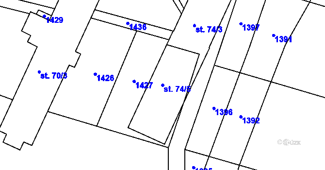 Parcela st. 74/5 v KÚ Víska u Jevíčka, Katastrální mapa