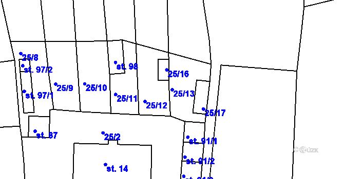 Parcela st. 25/13 v KÚ Víska u Jevíčka, Katastrální mapa